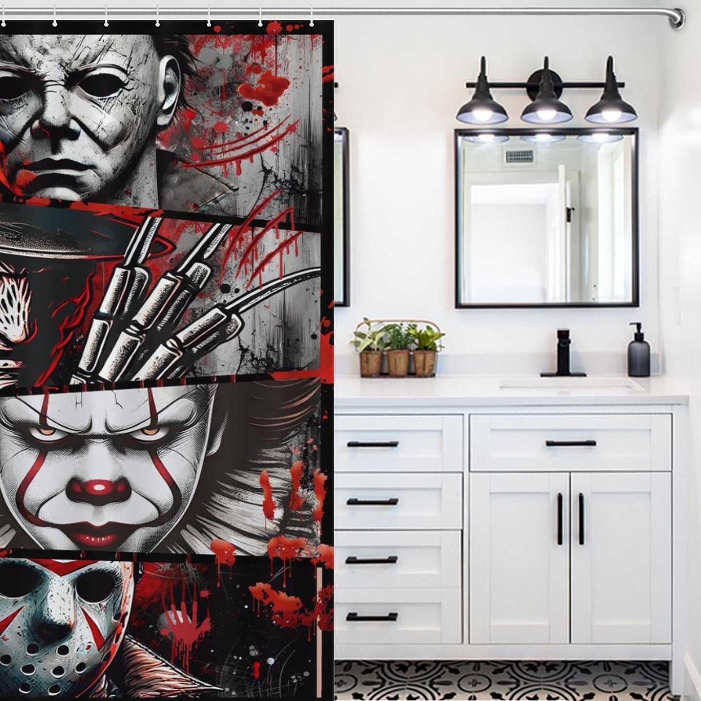 Horror Movie Characters Shower Curtain