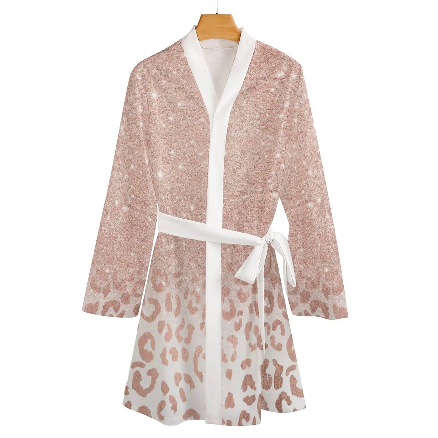 Soft Pink Cheetah Print Long Sleeve Nightdress – Cozy & Chic Sleepwear