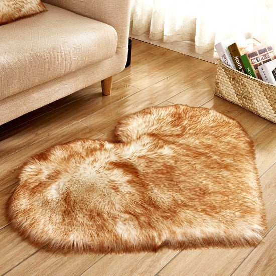 Plush Heart-Shaped Fluffy Rug – Soft Non-Slip Carpet for Living Room, Bedroom & Home Decor