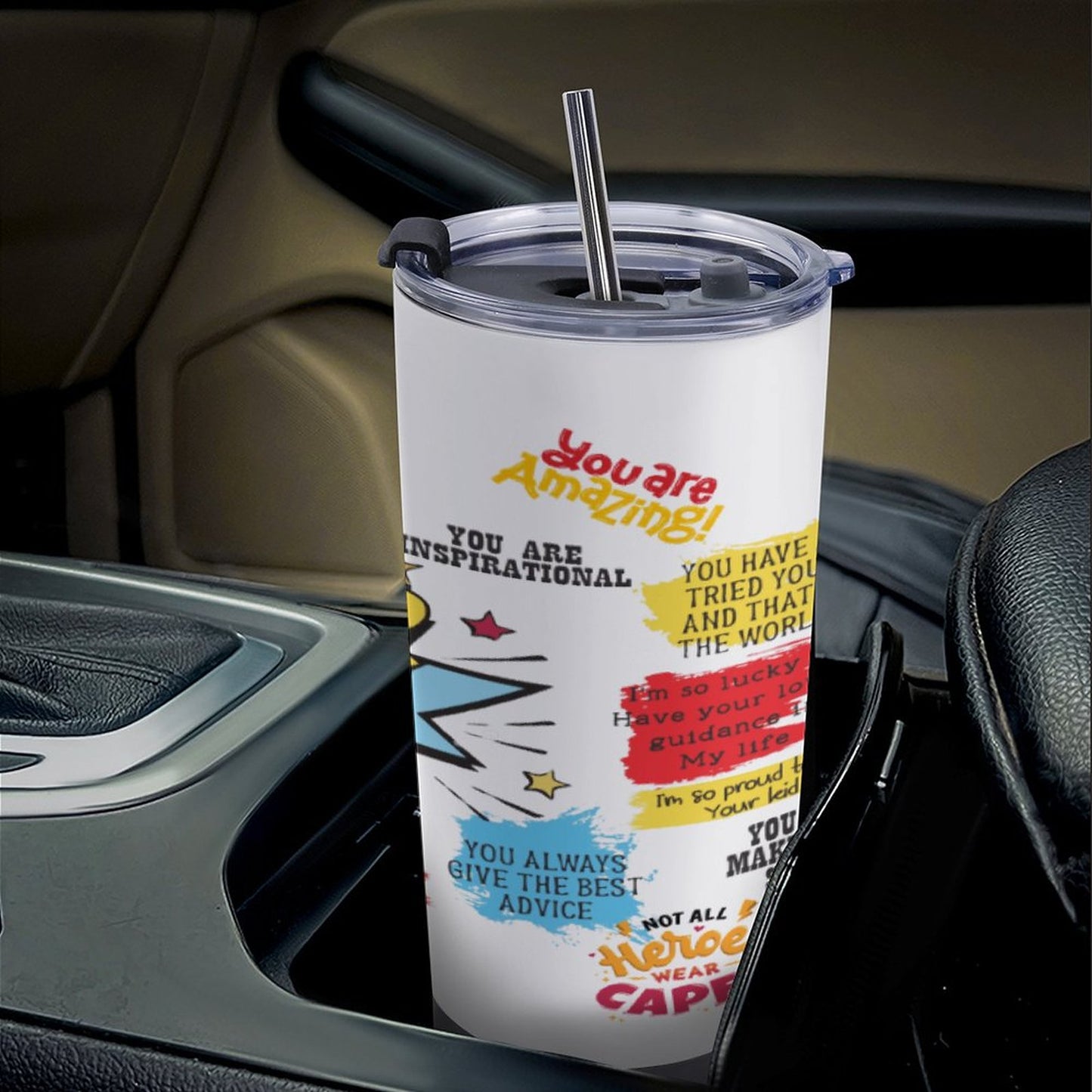 Super Dad Appreciation Car Travel Mug Set with Cleaning Kit – 20oz (590ml) Insulated Coffee Tumbler | Father’s Day Gift, Dad Appreciation Cup