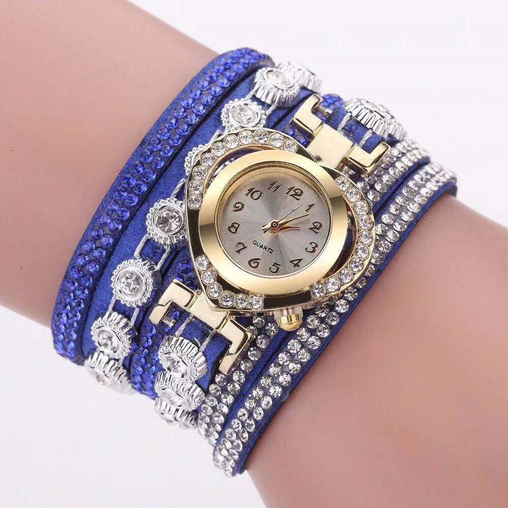 Personality Heart Diamond Dial Bracelet – Multi-Color Charm Watch for Women