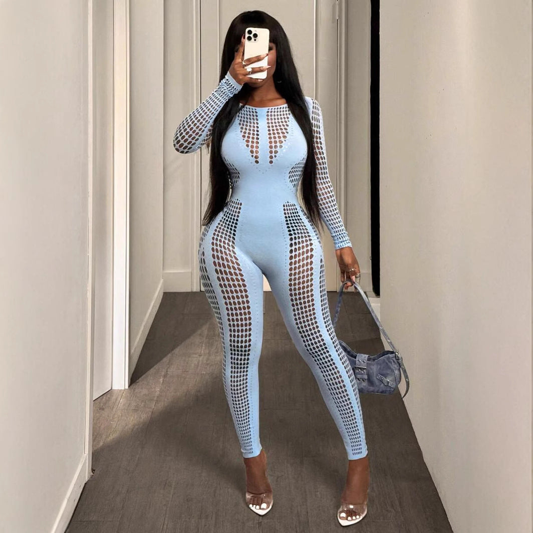 Women’s Slim-Fit One-Piece Knit Jumpsuit | Stretchy Bodycon Romper | Casual & Chic All-Season Outfit