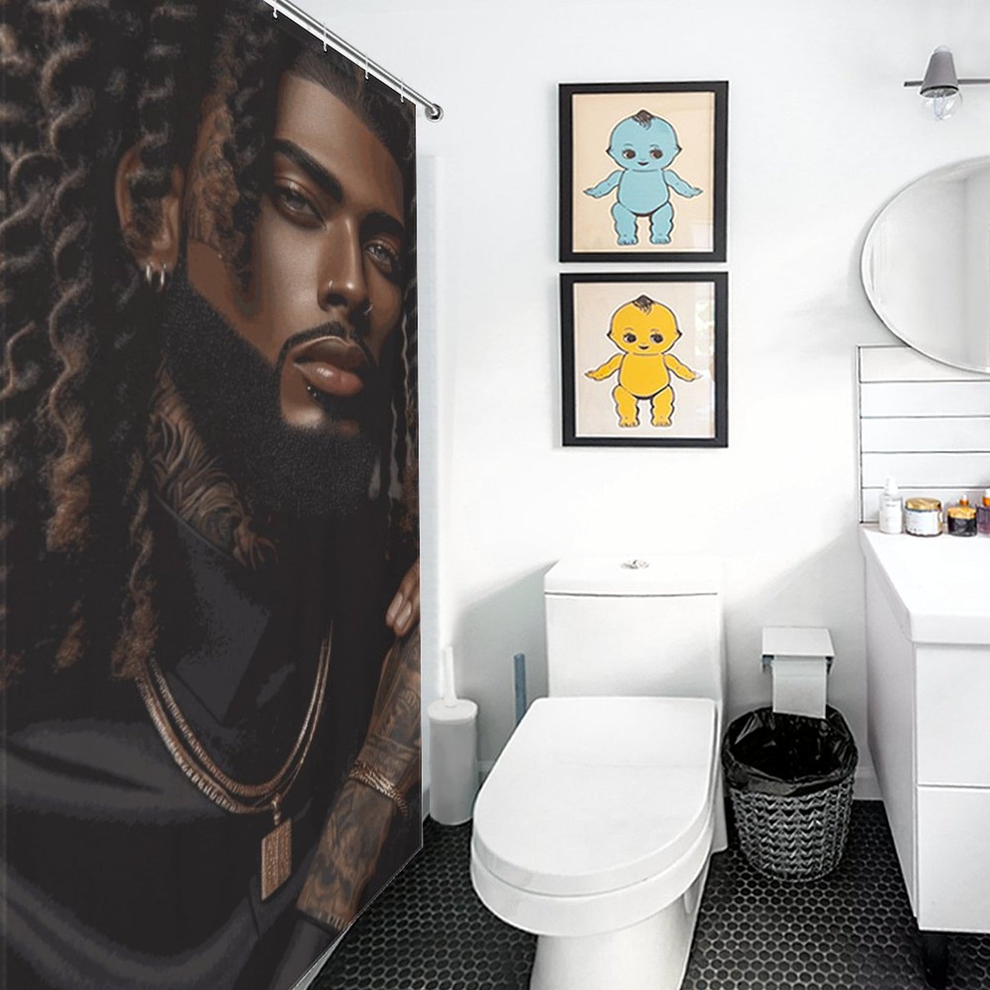 Elegant Melanin King Shower Curtain - Afrocentric Art Decor, Royal Bathroom Accessories