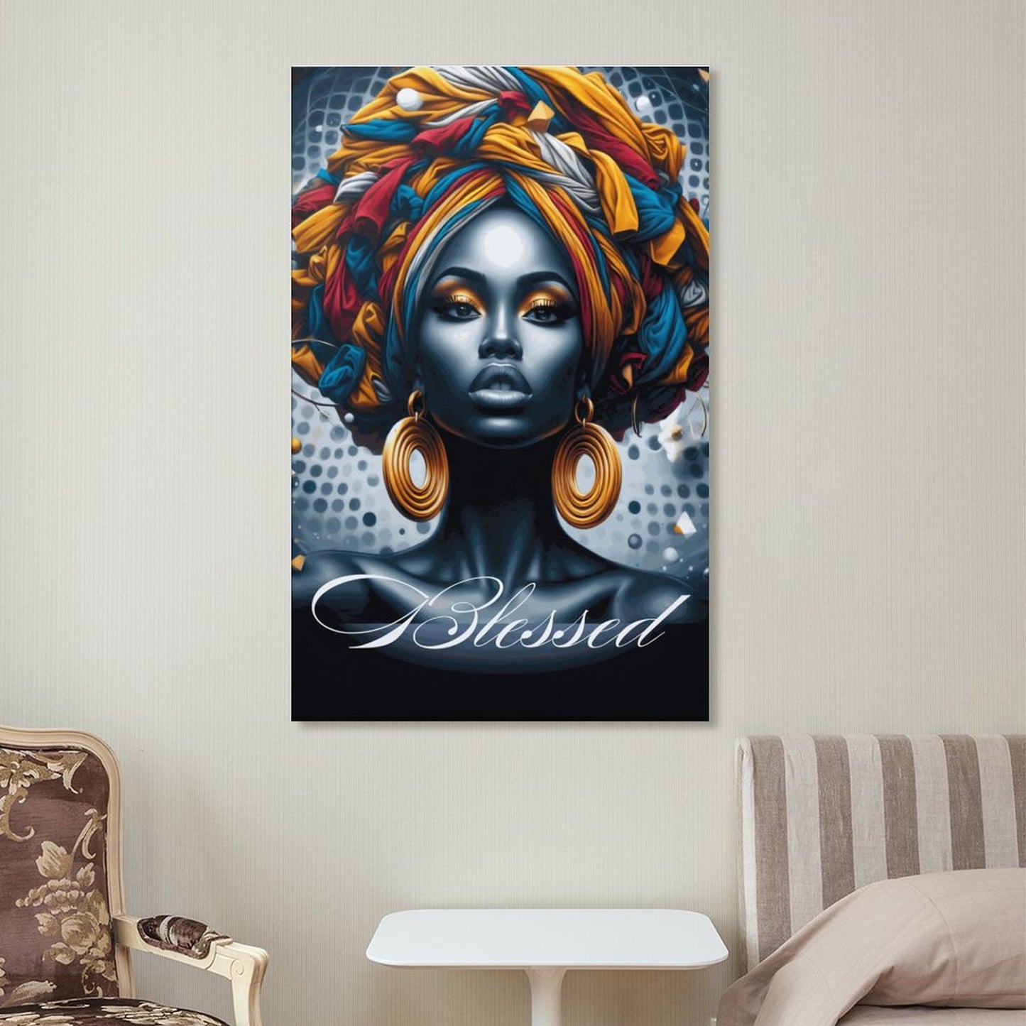 Melanin Women Artwork | Framed Wooden Poster Hanging 8x12 Inch | Afrocentric Home Decor