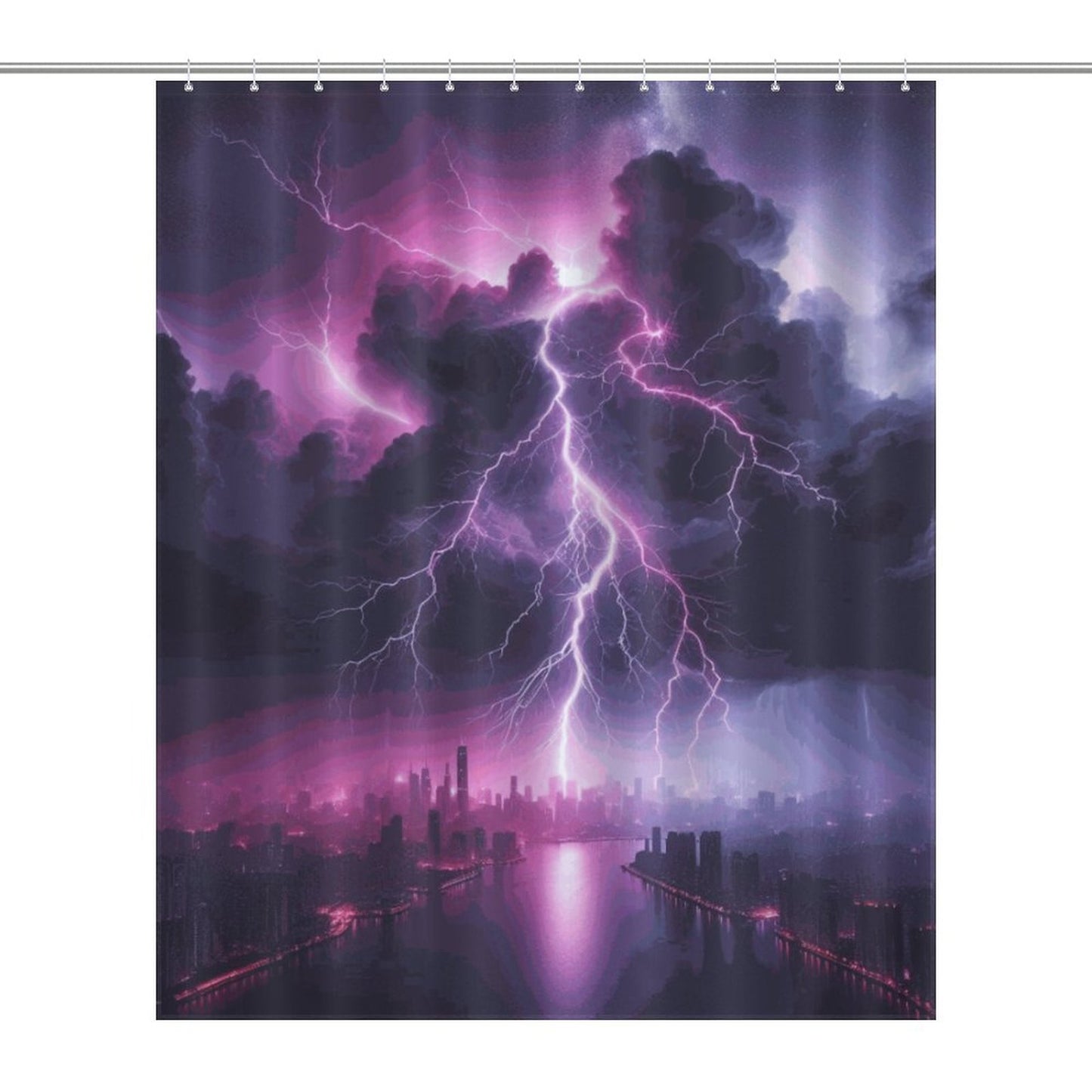 Thunder Storm Shower Curtain/ Black and Purple/ The Storm/ Master Bathroom/ Guest Bathroom