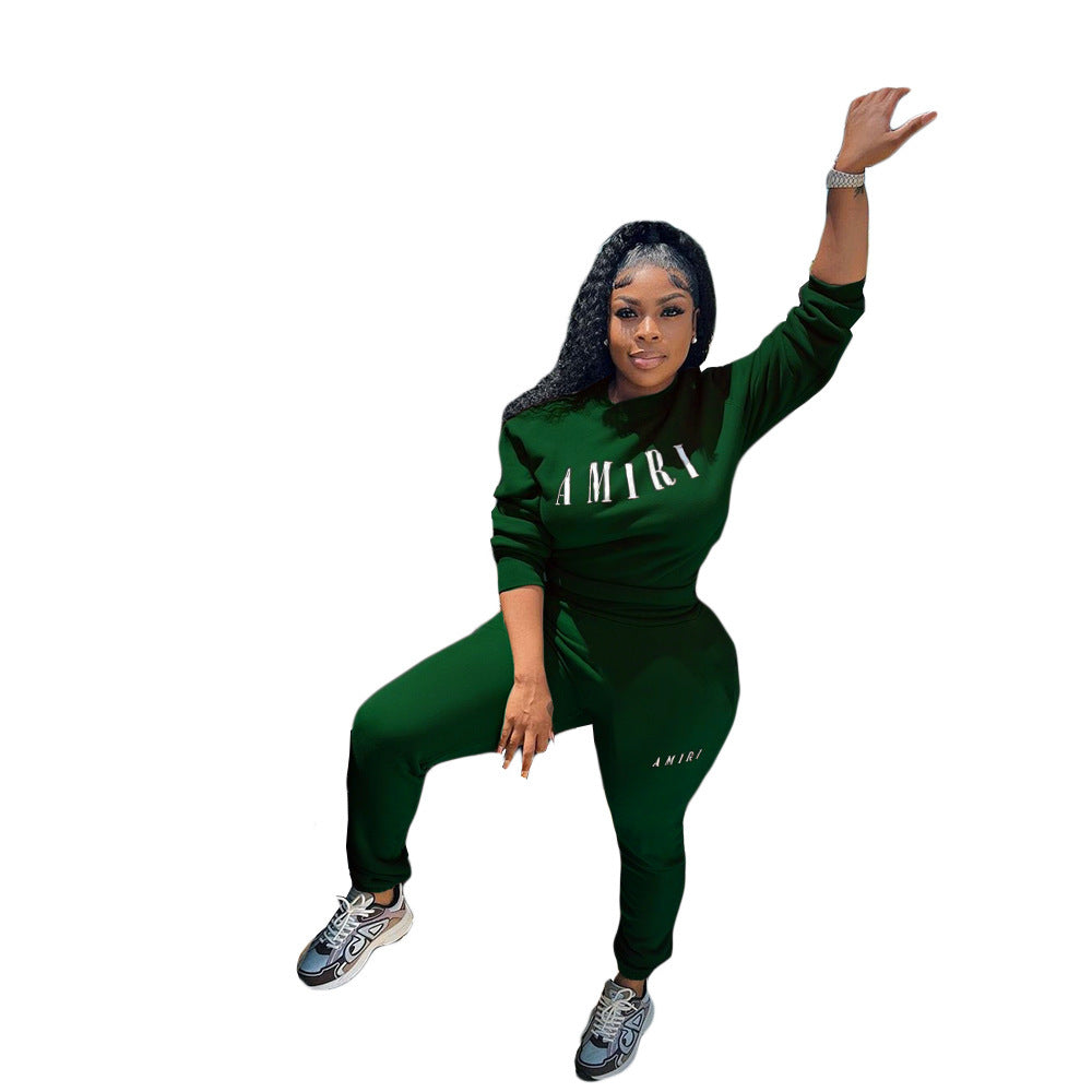 Women's Crew Neck Sweatshirt Two-Piece Lounge Set | Casual Chic Matching Outfit for Everyday Comfort