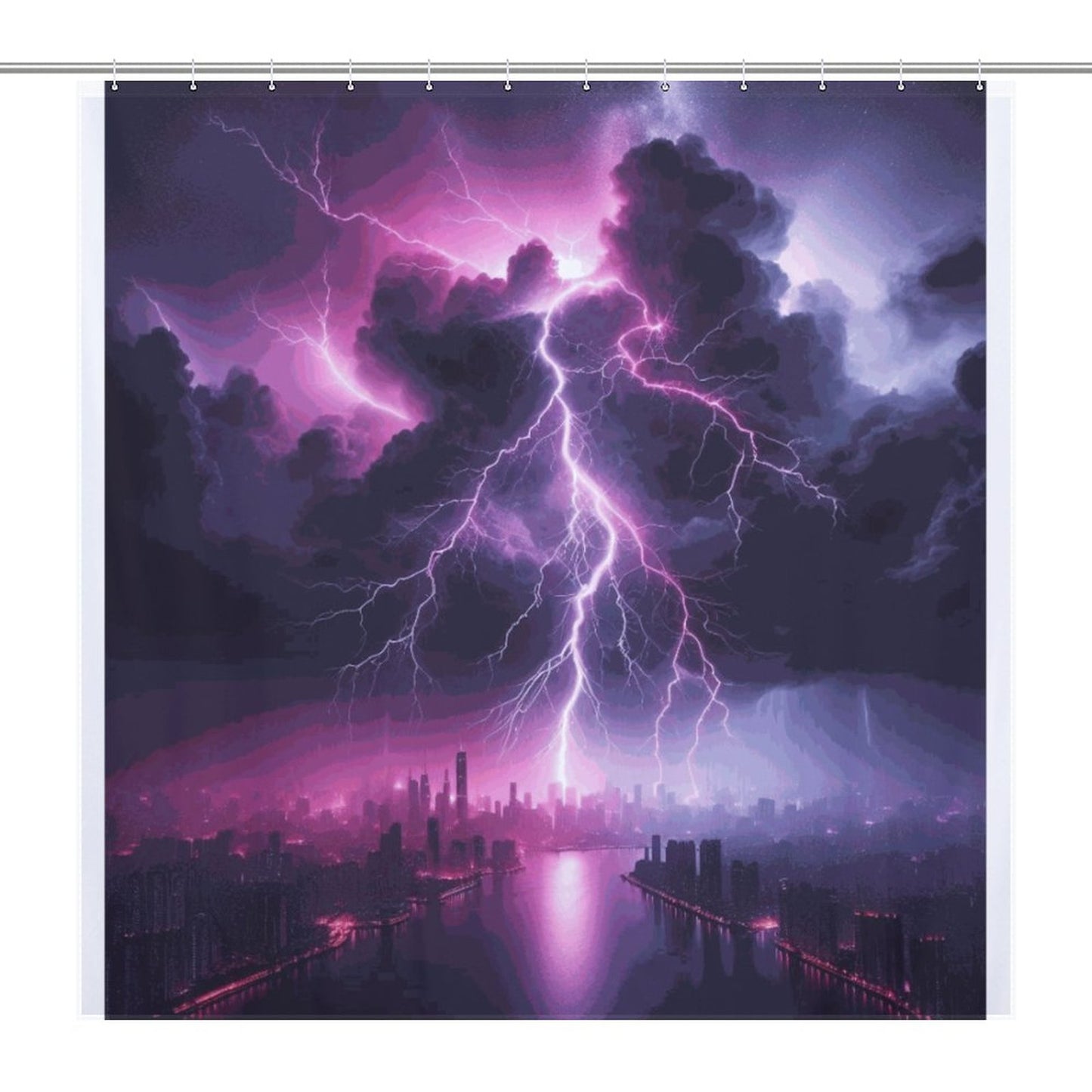 Thunder Storm Shower Curtain/ Black and Purple/ The Storm/ Master Bathroom/ Guest Bathroom