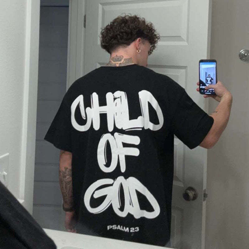 Child of God Print T-Shirt | Faith-Based Graphic Tee | Christian Street Wear for Men
