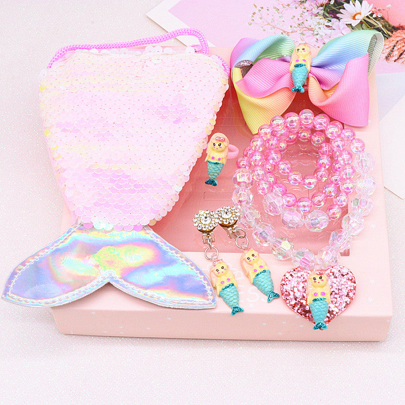 Children's Fishtail Necklace Bracelet Jewelry Purse