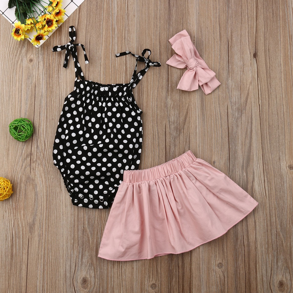 Adorable Girls' Polka Dot Top & Pink Skirt Set – Stylish & Sweet Outfit for Toddlers & Little Girls