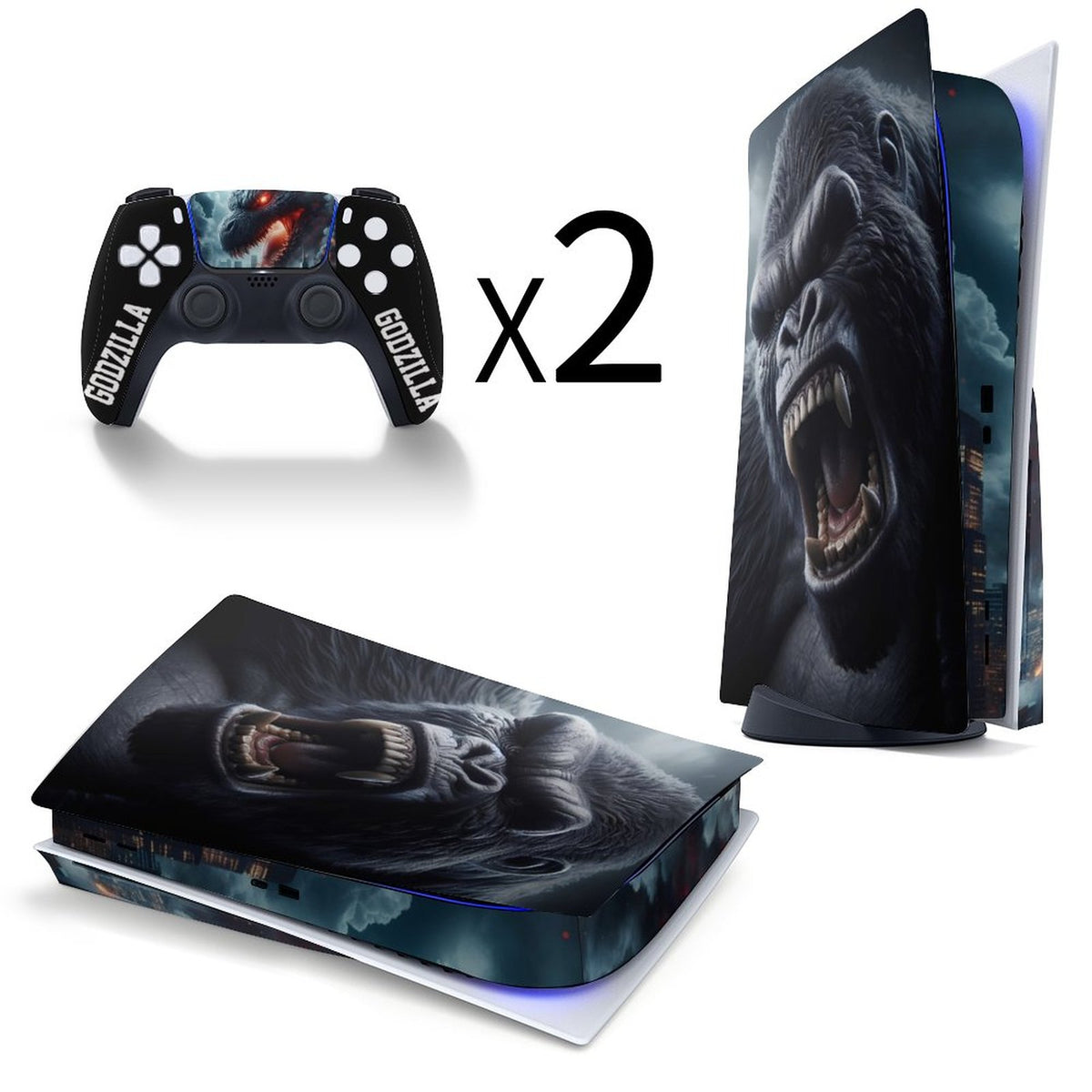 Kong vs. Godzilla PS5 Disc Edition Console & Controller Skin Stickers | Custom Monster Gaming Decals