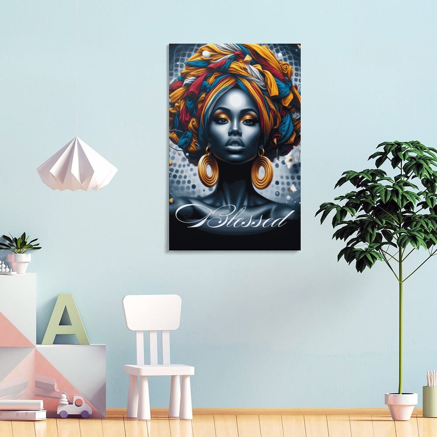 Melanin Women Artwork | Framed Wooden Poster Hanging 8x12 Inch | Afrocentric Home Decor