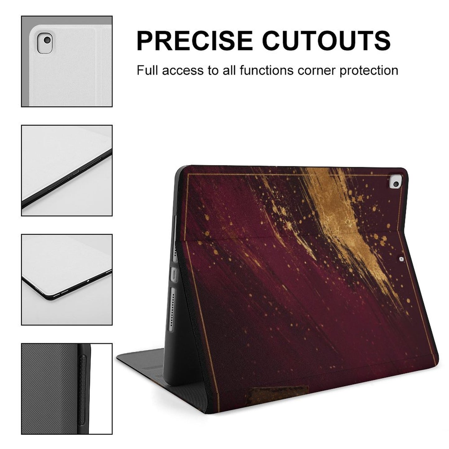 Booked, Blessed & Bothered iPad Case with Apple Pencil Holder | Melanin Boss Lady Tablet Cover | Luxury Burgundy & Gold iPad Protector | Folio Stand Case