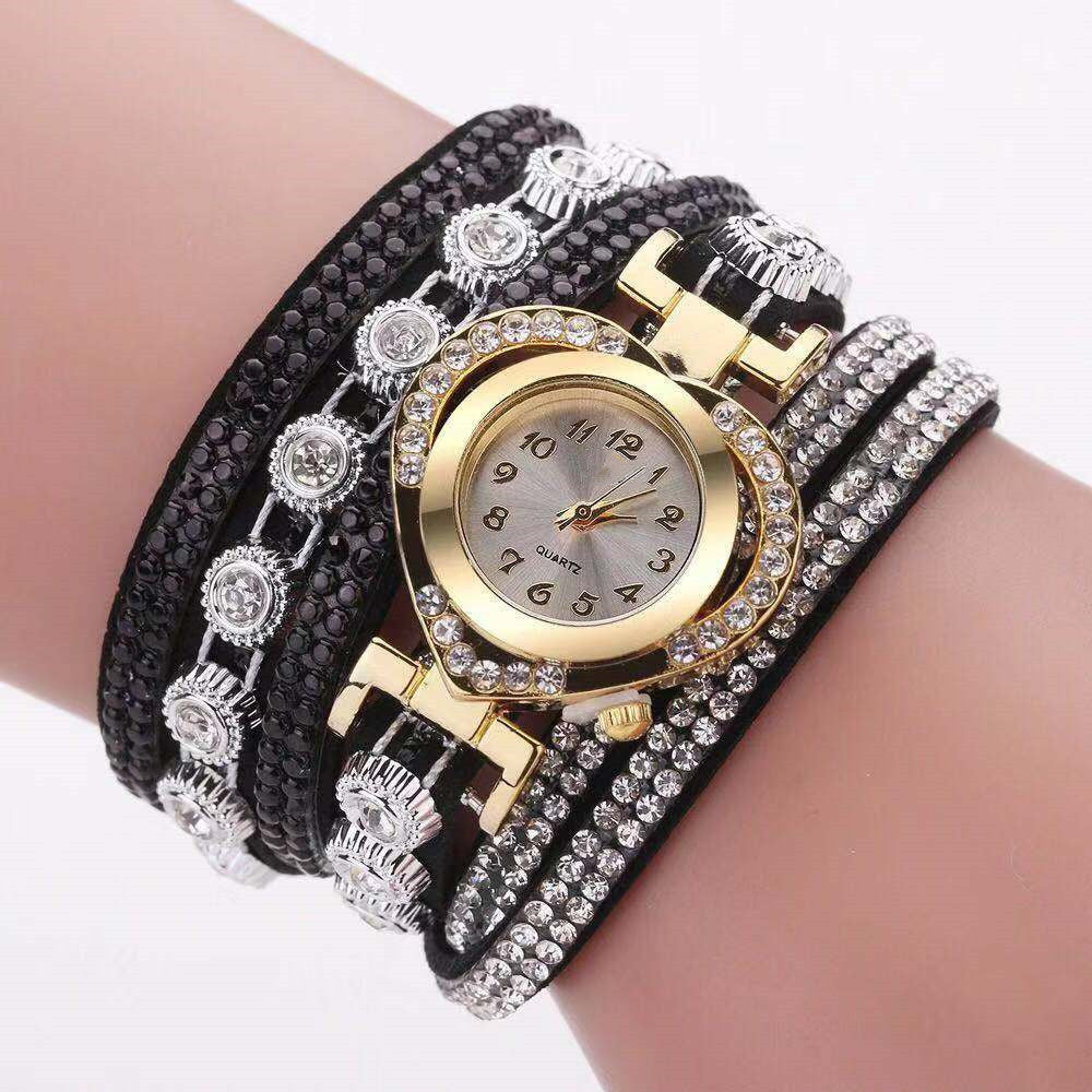 Personality Heart Diamond Dial Bracelet – Multi-Color Charm Watch for Women