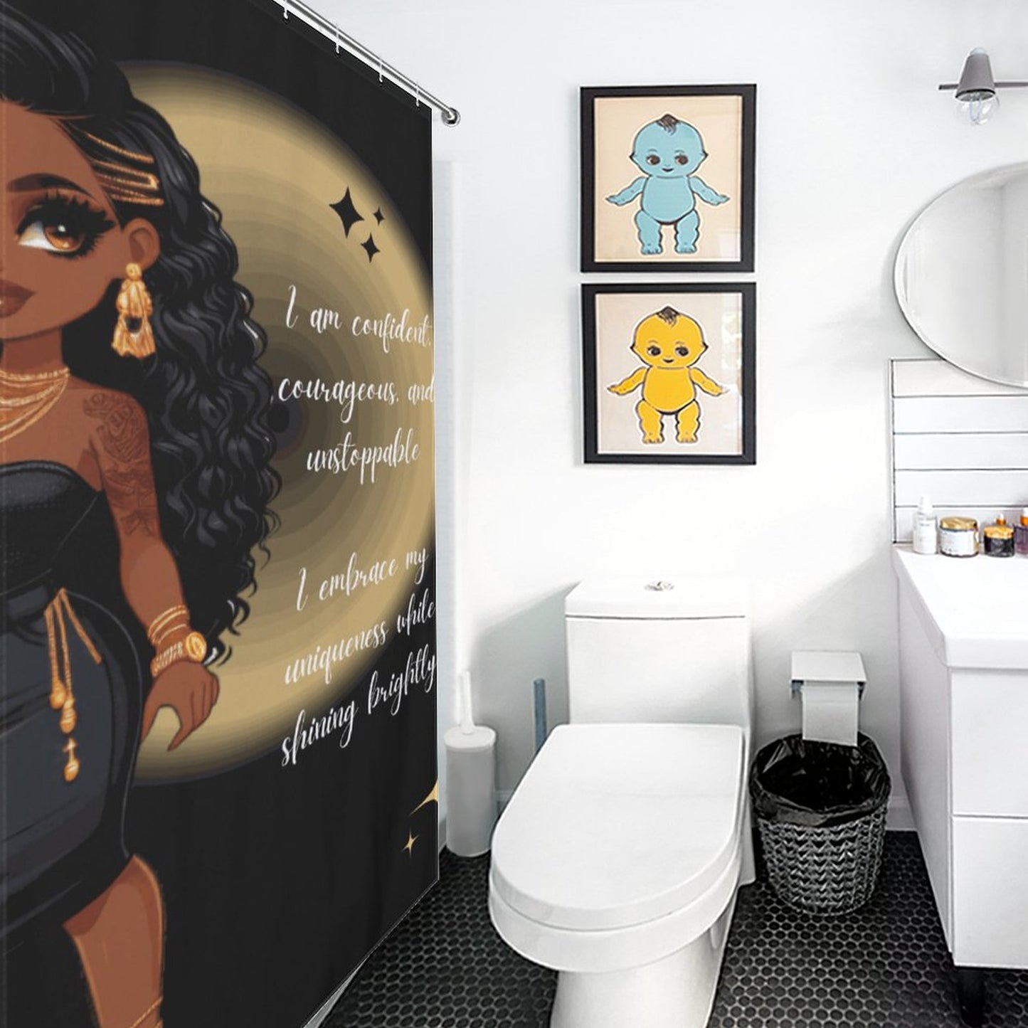 Melanin Doll House Affirmation Shower Curtain / Master Bathroom/ Guest Bathroom