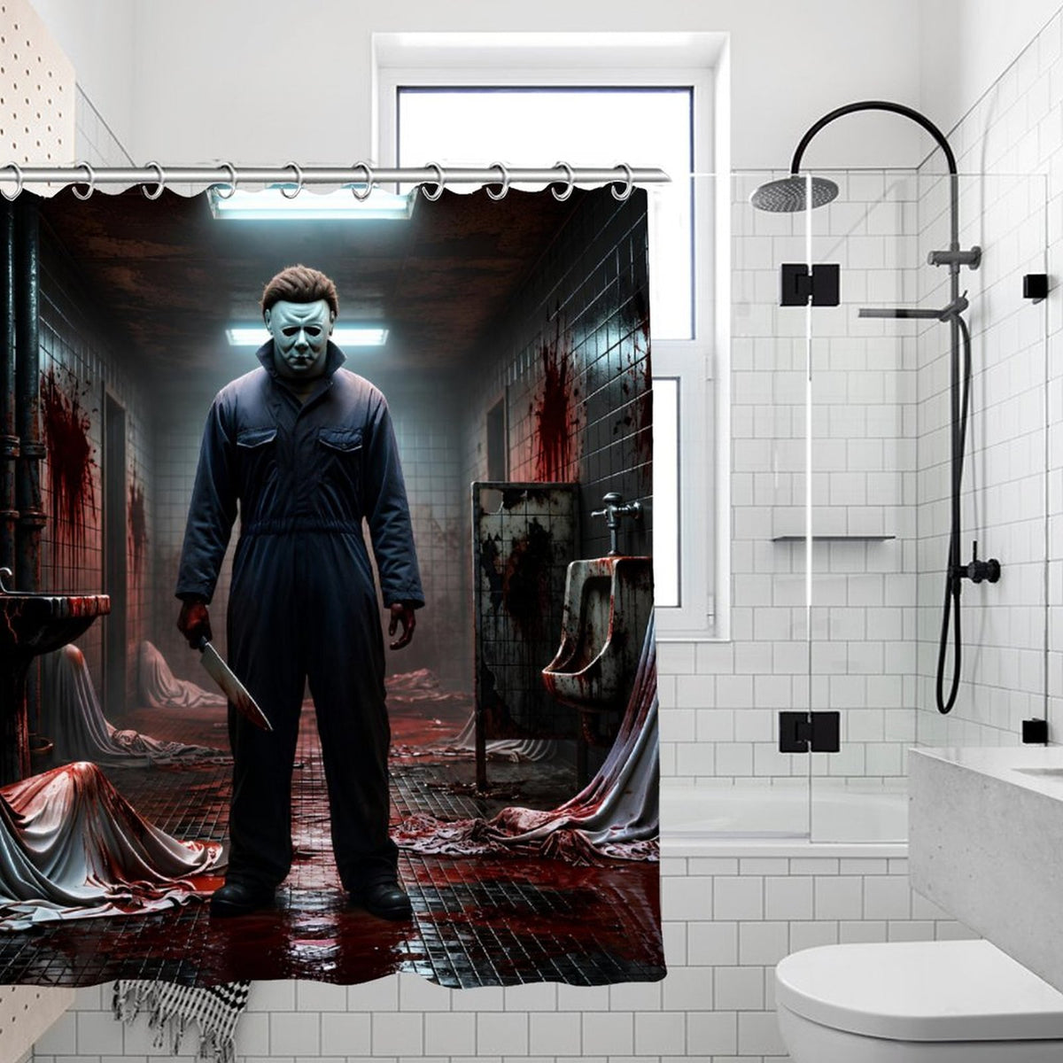 Michael Myers Shower Curtain, Halloween Horror Bathroom Decor, Slasher Movie Shower Curtain, Gothic Bathroom Decor, Horror Fan Gift