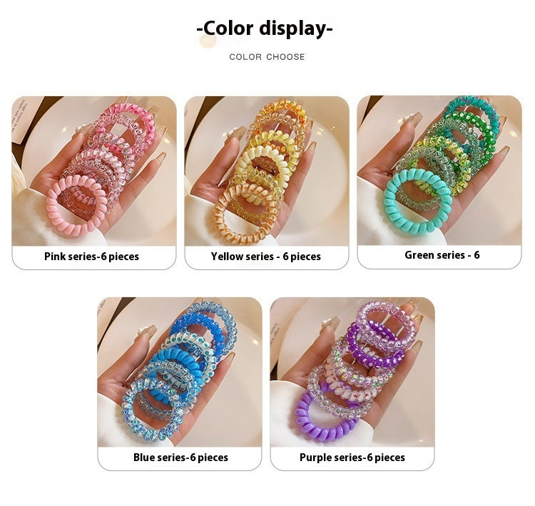 Colorful Phone Line Hair Ring Women's Summer Balls Hair Tie High Elastic Durable Hair Rope