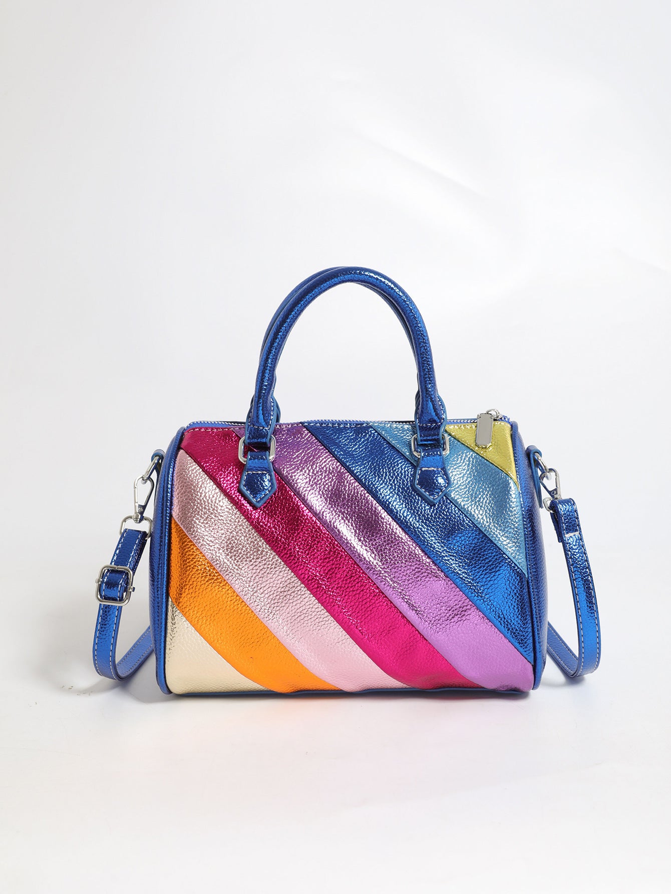 Rainbow Patchwork Tote – Large Capacity Statement Handbag for Women