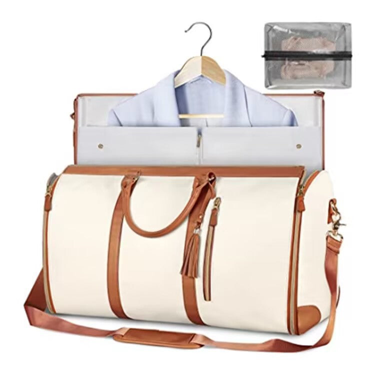 Large Leather Folding Suit Bag Travel Crossbody