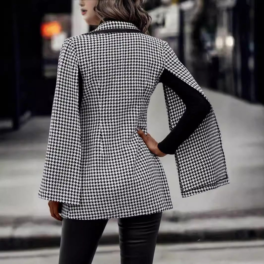 Elegant Women's Split Sleeve Suit Jacket – Commuter Chic Blazer for Work or Business Casual Style