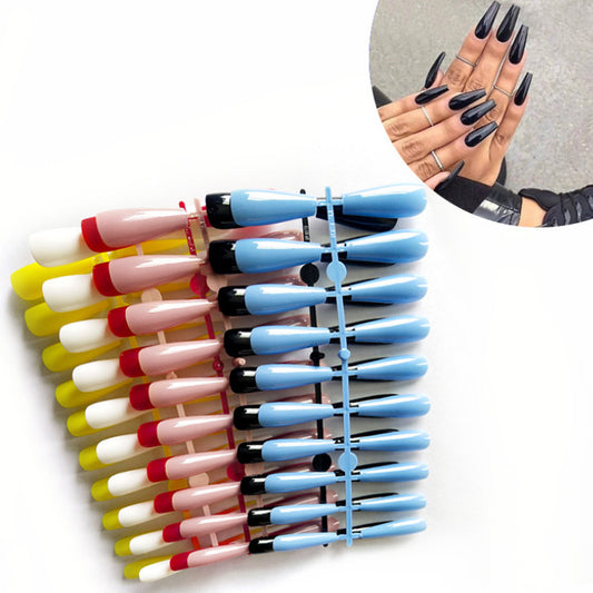 Ultra-Long Pointed Solid Color Strip Wear Nail Tip Semi-finished Nails Bright Oil Fake Nail Patch