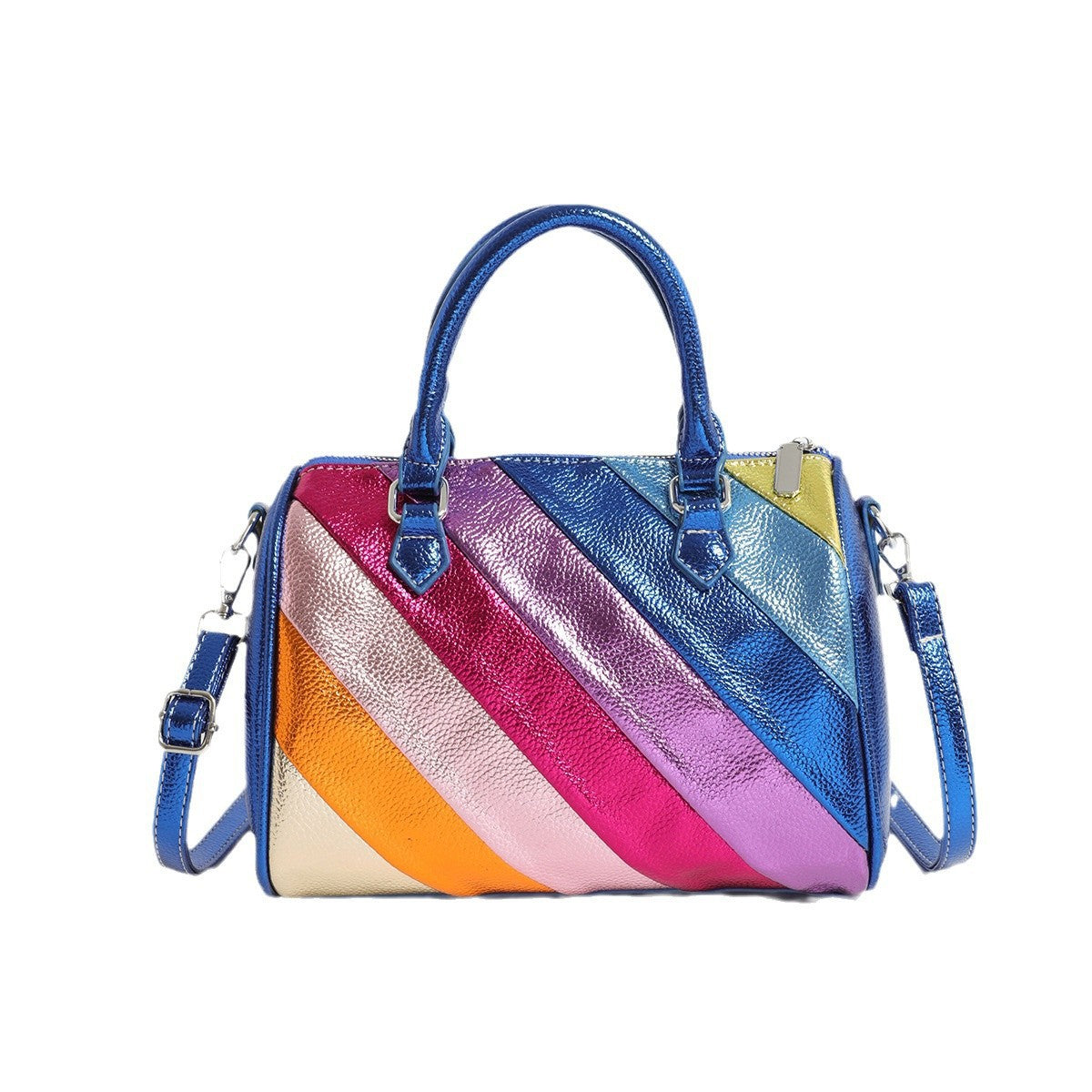 Rainbow Patchwork Tote – Large Capacity Statement Handbag for Women