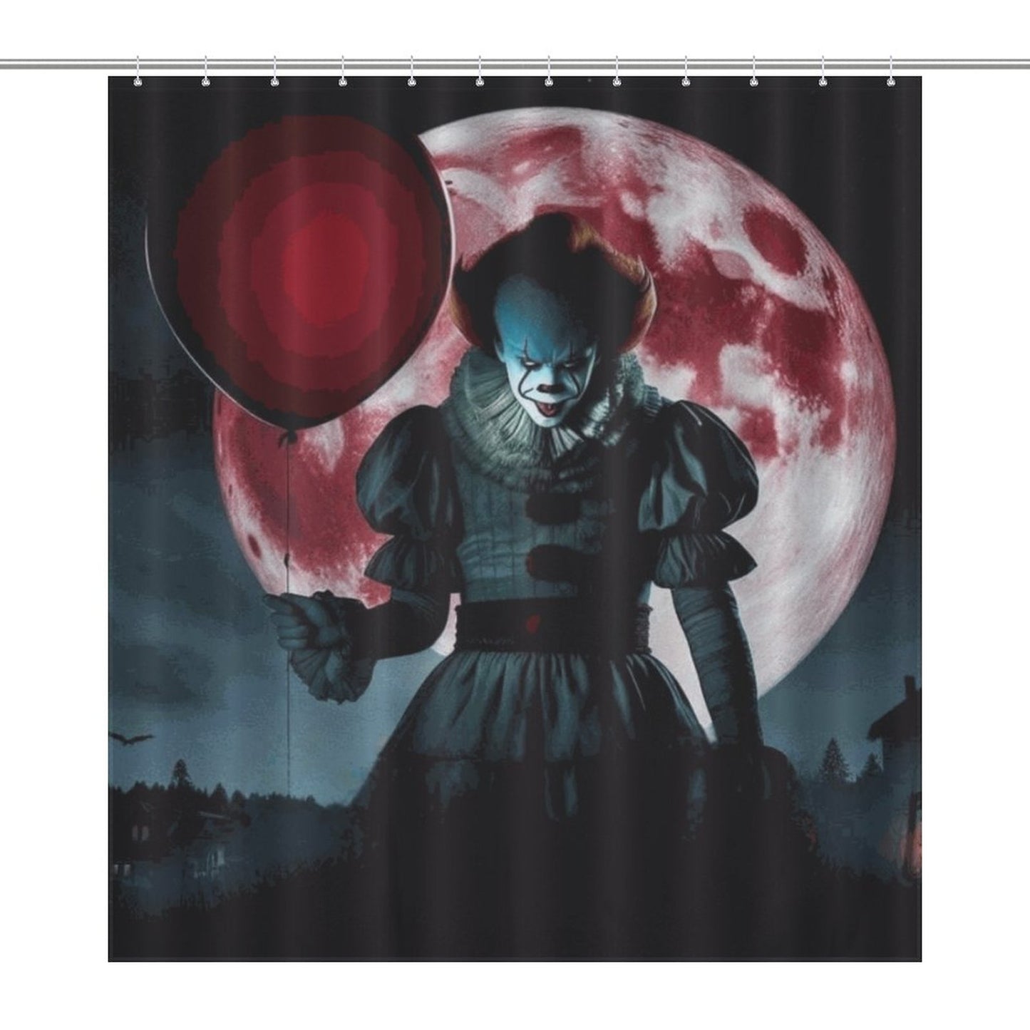 Creepy Horror Bathroom Decor | Scary Clown Shower Curtain | Haunted House Halloween Bathroom