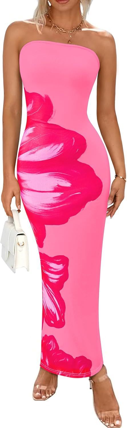 Women's Slim-Fit Floral Print Dress with Bold Contrast Colors – Elegant & Eye-Catching