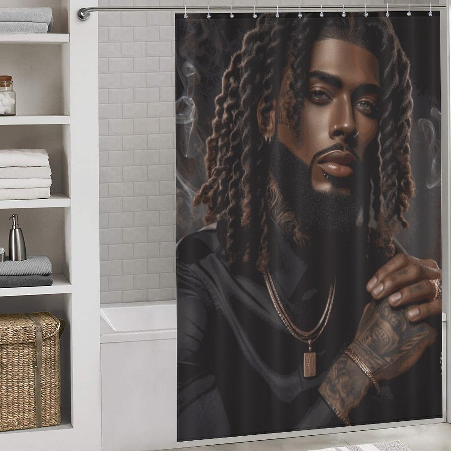 Elegant Melanin King Shower Curtain - Afrocentric Art Decor, Royal Bathroom Accessories