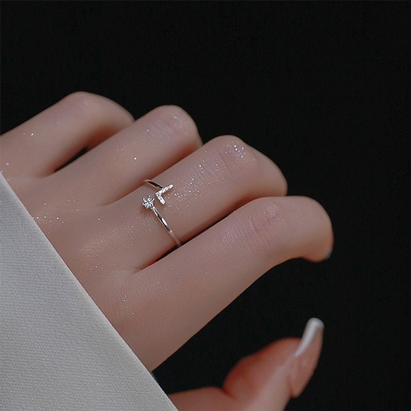 Women's Adjustable Zircon Letters Ring