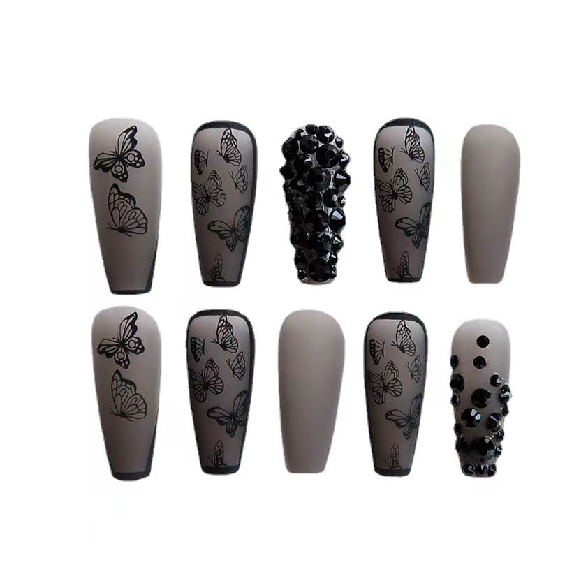 Phantom Dark Butterfly Fake Nails