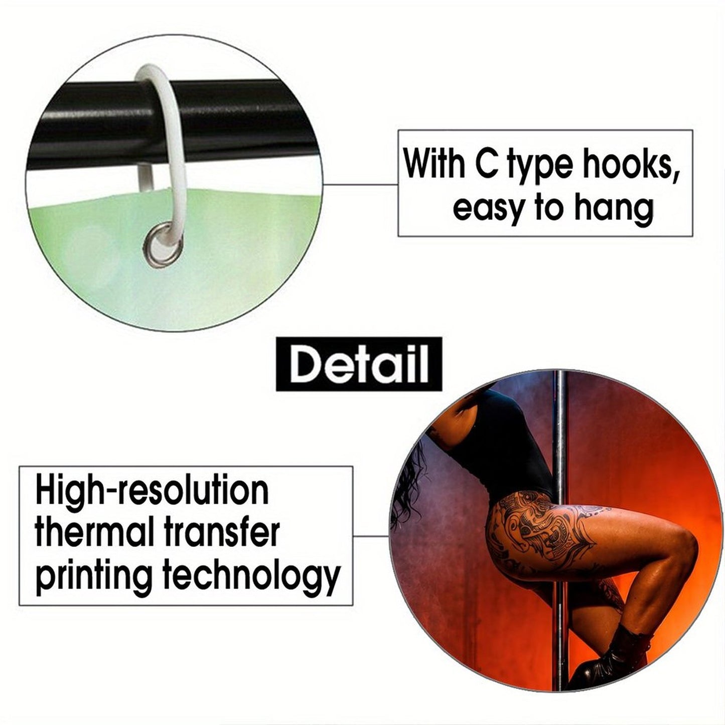 Tattooed Pole Dancer Shower Curtain, Sexy Gothic Bathroom Decor, Romantic Moody Bathroom Curtain, Alternative Bathroom Art, Edgy Tattoo Woman Bath Decor