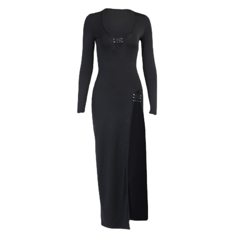 Elegant Women’s Split Pin Long Dress – Sexy Evening Maxi Dress | Chic Bodycon Party Gown