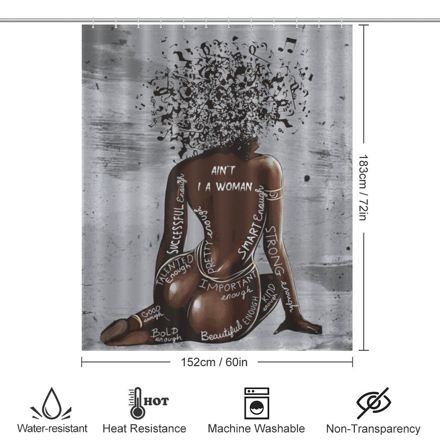 Ain’t I A Woman” Black Woman Art Shower Curtain – Bold African American Home Decor | Empowering Feminist Bathroom Art