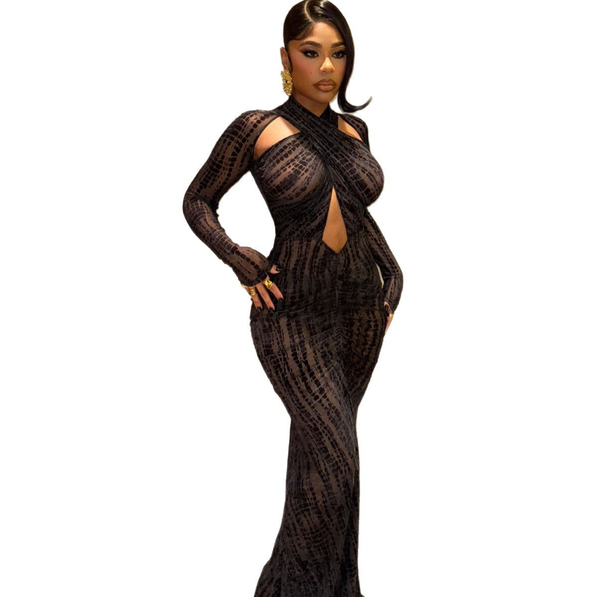 Solid Color Slim Fit Crossover Neck Maxi Dress | Sexy Evening Gown | Elegant Bodycon Formal Dress | Date Night Glam Dress | Women’s Party & Wedding Guest Dress