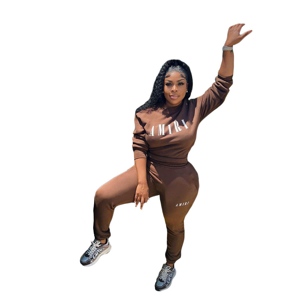 Women's Crew Neck Sweatshirt Two-Piece Lounge Set | Casual Chic Matching Outfit for Everyday Comfort