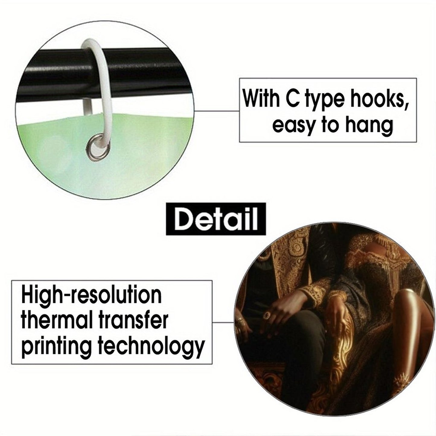 Regal Black and Gold King & Queen Shower Curtain | Luxury African Royalty Waterproof Bath Decor