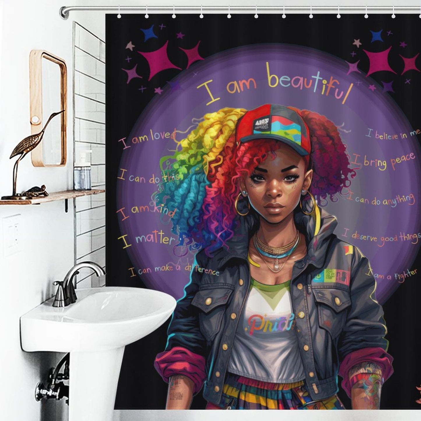 I AM BEAUTIFUL Shower Curtain/ Pride Shower Curtain