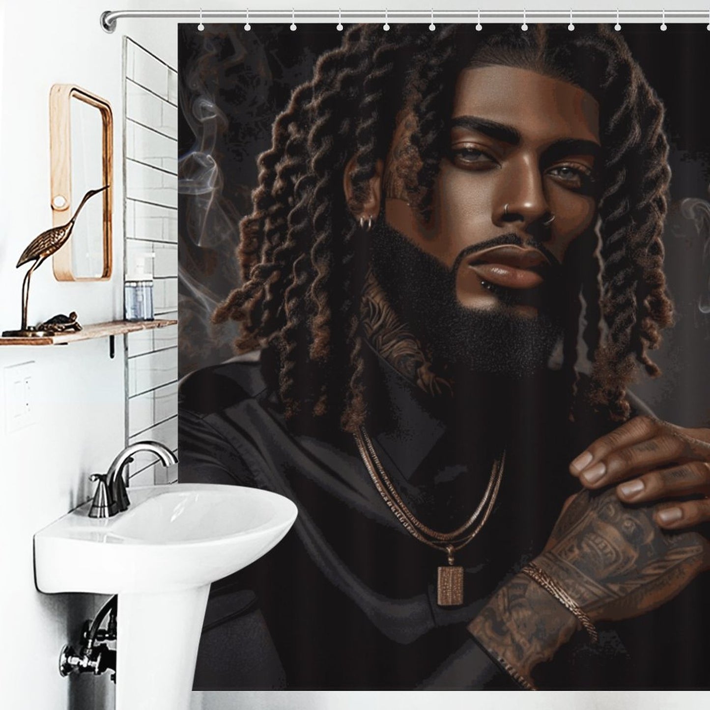 Elegant Melanin King Shower Curtain - Afrocentric Art Decor, Royal Bathroom Accessories