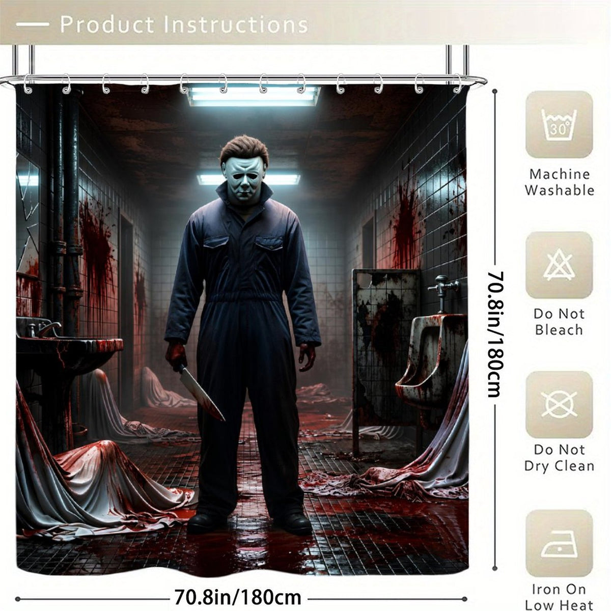 Michael Myers Shower Curtain, Halloween Horror Bathroom Decor, Slasher Movie Shower Curtain, Gothic Bathroom Decor, Horror Fan Gift