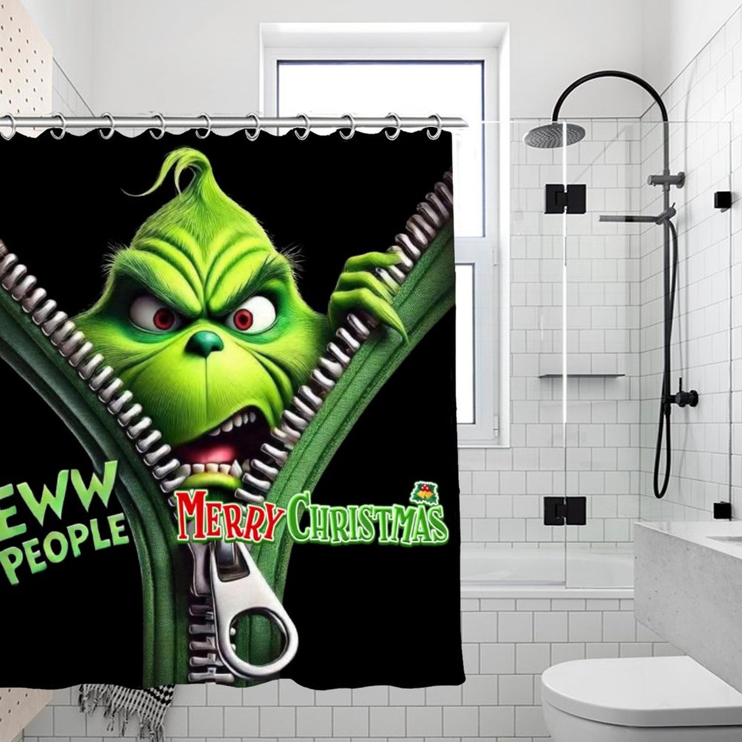 "Eww People Merry Christmas" Funny Holiday Shower Curtain