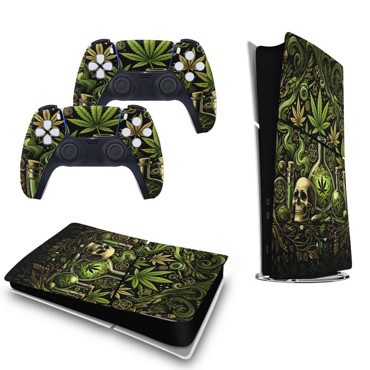 Skull Marijuana PS5 Console Sticker – 420 Weed Skull Vinyl Skin Decal for PlayStation 5 Disc Edition  (Digital Edition)