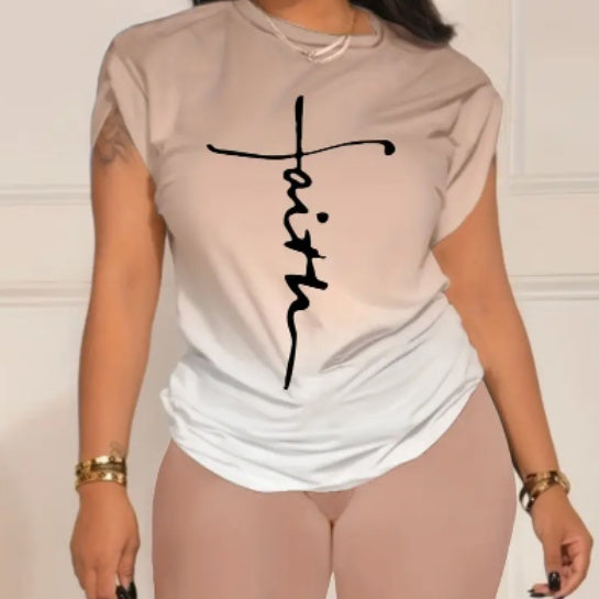 Faith Over Fear Women's Two-Piece Casual Short Set – Inspirational Loungewear for Everyday Style