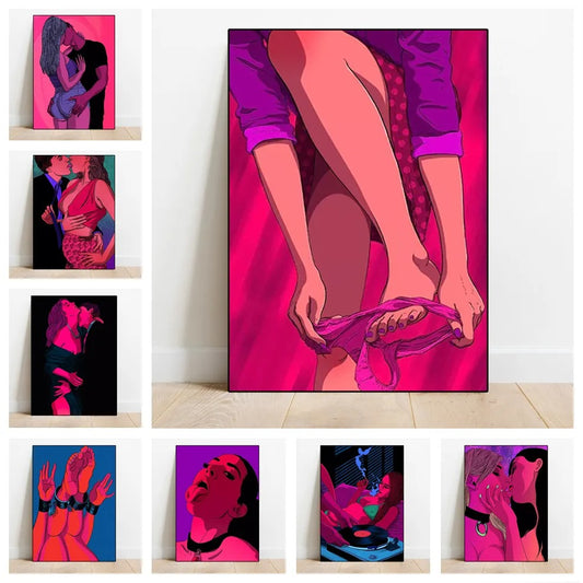 Adult Decorative Canvas Wall Art – Frameless Core Canvas Painting | Modern Sexy Home Décor for Bedroom, Living Room & Couples Space