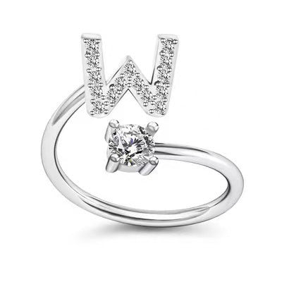 Women's Adjustable Zircon Letters Ring