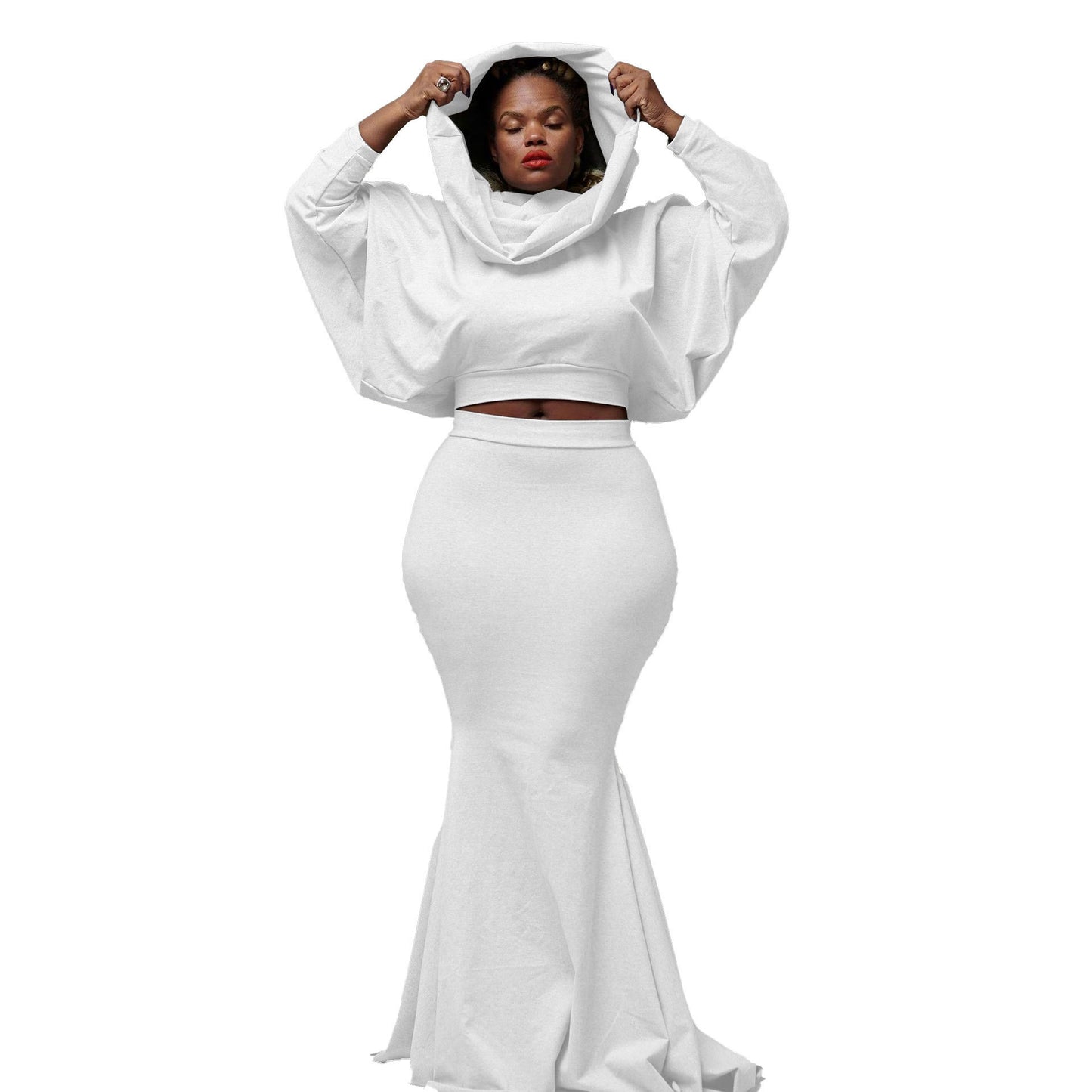 Women's Fitted Hooded Fishtail Dress Set – Sexy Slimming Two-Piece Outfit | Elegant Street wear Fashion