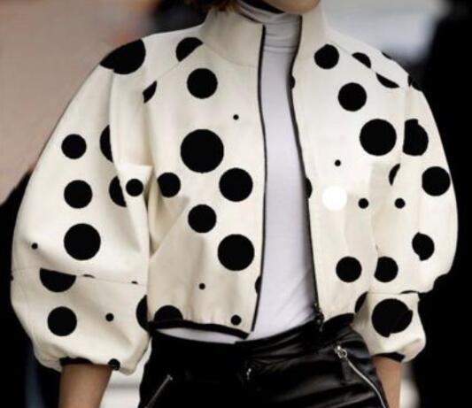 Women's Fashion Temperament Polka Dot Print Short Jacket