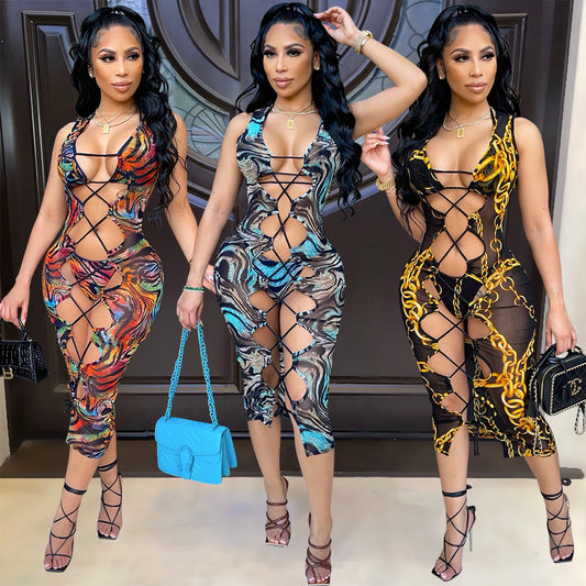 Women’s Mesh Floral Print Sheer Cutout Bodysuit Set – Sexy See-Through Two Piece Outfit, Clubwear, Festival Fashion, Trendy Night Out Look