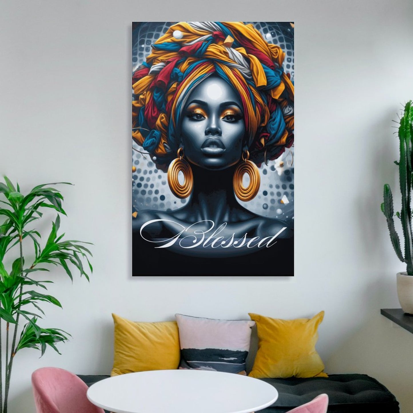 Melanin Women Artwork | Framed Wooden Poster Hanging 8x12 Inch | Afrocentric Home Decor