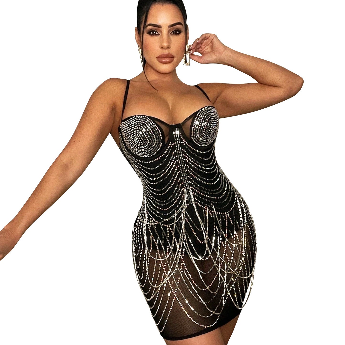 Women’s Personality Tassel Suspender Party Dress – Sexy Fringe Mini Dress for Club, Birthday & Night Out